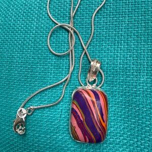 Rainbow Calsilica Pendant Necklace